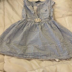 Euc nautica brand girls dress sizes blue and white striped dress 4t.